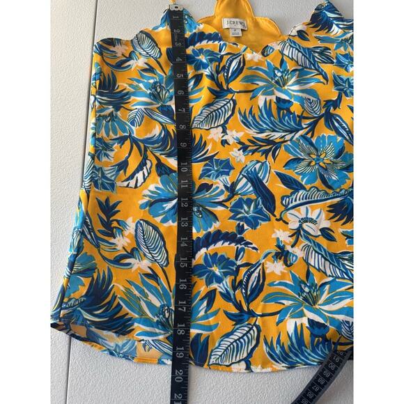 J. Crew Women's Size 2 Blue & Yellow Floral Cami Tank Sleeveless Spaghetti Strap - Picture 9 of 10